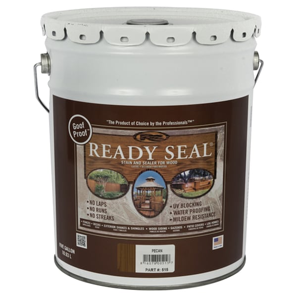 Ready Seal Goof Proof Semi-Transparent Flat Pecan Oil-Based Penetrating Wood Stain/Sealer 5 gal 515 - main